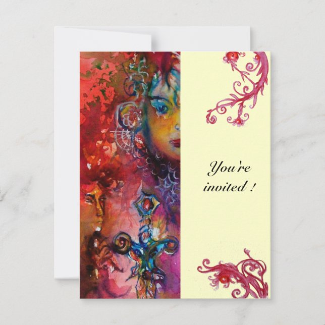 EXCALIBUR, klarröd, rosa blå gul Inbjudningar (Framsida)