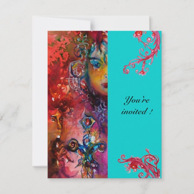 EXCALIBUR, klarröd, rosa blå Inbjudningar (Framsida)