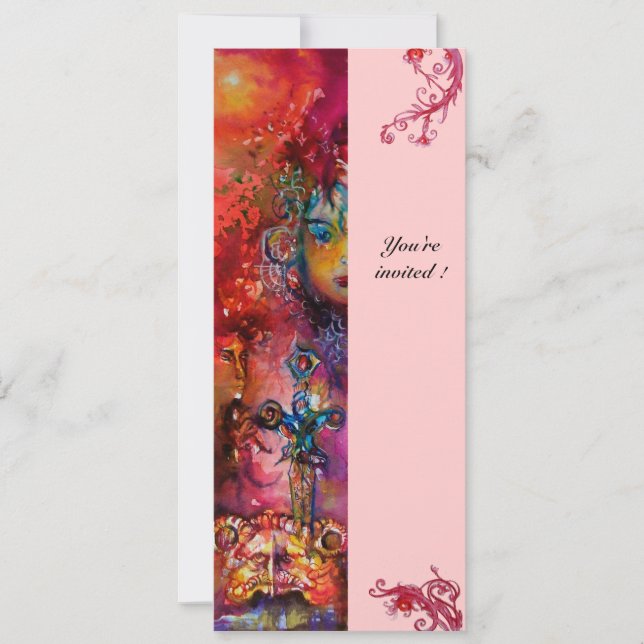 EXCALIBUR, klarröd, rosa Inbjudningar (Framsida)
