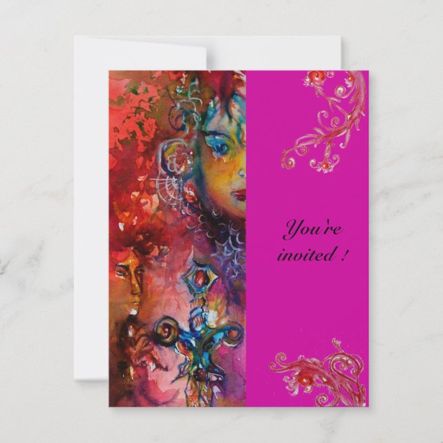 EXCALIBUR , klarröd, rosa violett Inbjudningar (Framsida)