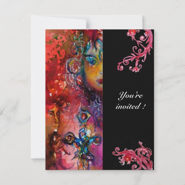 EXCALIBUR, klarröd, svart Inbjudningar (Framsida)