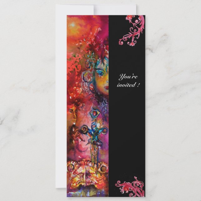 EXCALIBUR, klarröd, svart Inbjudningar (Framsida)