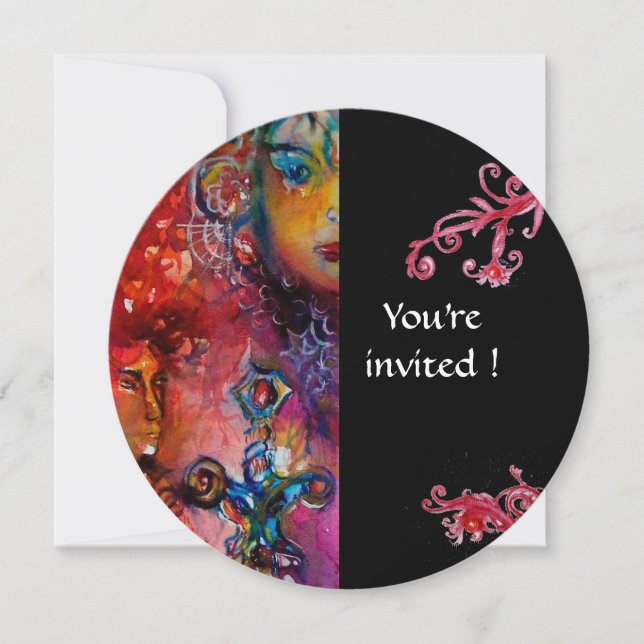 EXCALIBUR , klarröd, svart Inbjudningar (Framsida)