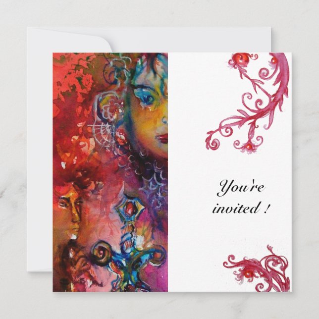 EXCALIBUR, klarröd, vit Inbjudningar (Framsida)