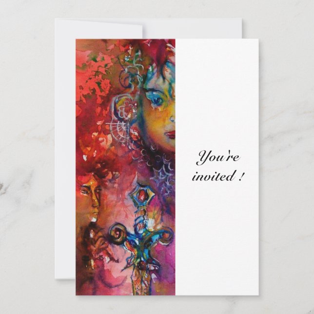 EXCALIBUR, klarröd, vit Inbjudningar (Framsida)