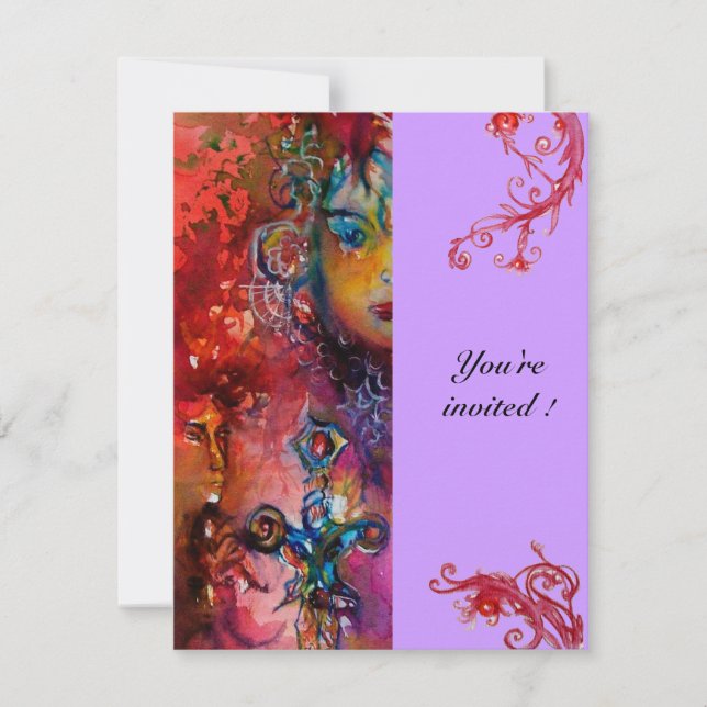 EXCALIBUR, klarrött, lila Inbjudningar (Framsida)