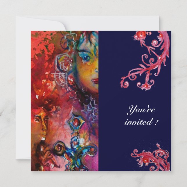 EXCALIBUR, klarrött, lila Inbjudningar (Framsida)