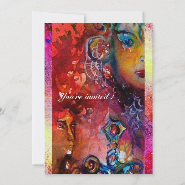 EXCALIBUR, klarrött, rosa lila Inbjudningar (Framsida)