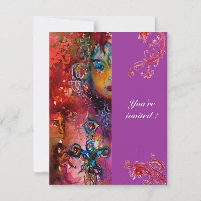 EXCALIBUR, klarrött, rosa violett Inbjudningar (Framsida)