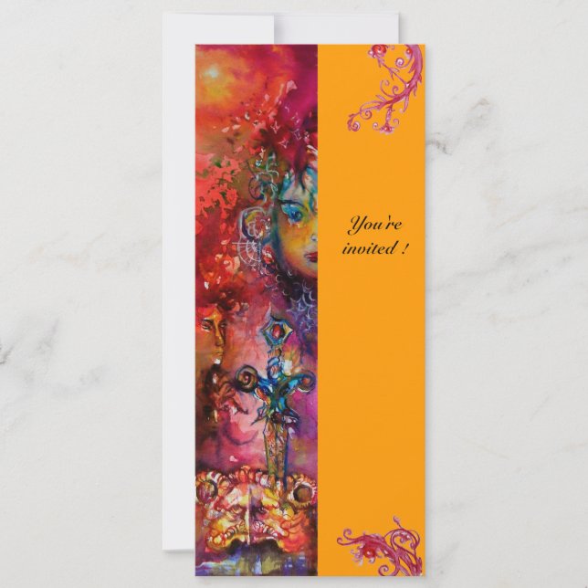 EXCALIBUR, ljusröd, rosa blå gult Inbjudningar (Framsida)