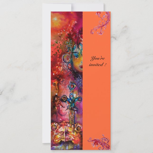 EXCALIBUR, ljusröd, rosa blå gult Inbjudningar (Framsida)