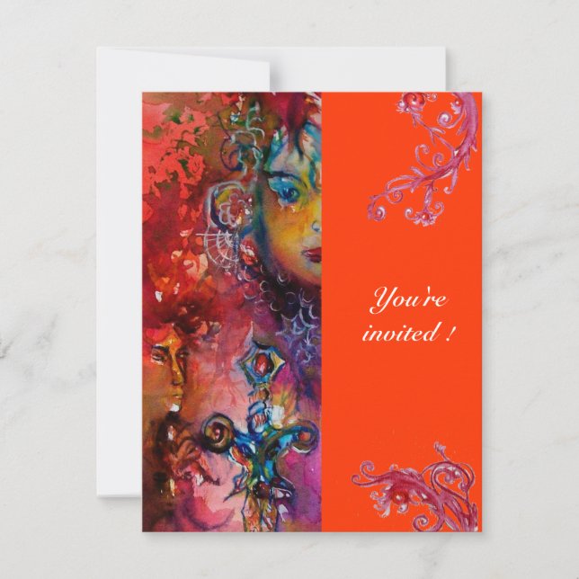 EXCALIBUR, ljusröd, rosa blå orange Inbjudningar (Framsida)