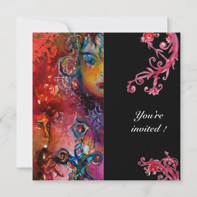 EXCALIBUR, ljusröd, svart Inbjudningar (Framsida)