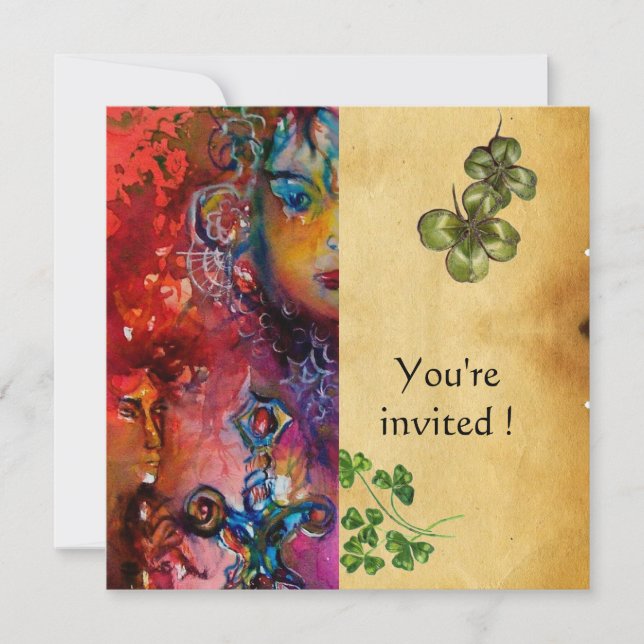 EXCALIBUR ,St Patrick's Day-firande ,pergament Inbjudningar (Framsida)