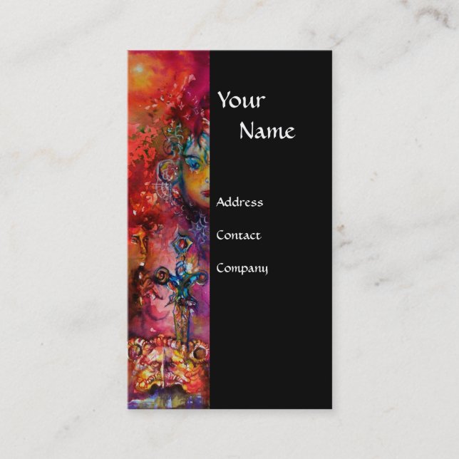 ExCALIBUR svart lila fuchsia röd blåvit Visitkort (Framsida)