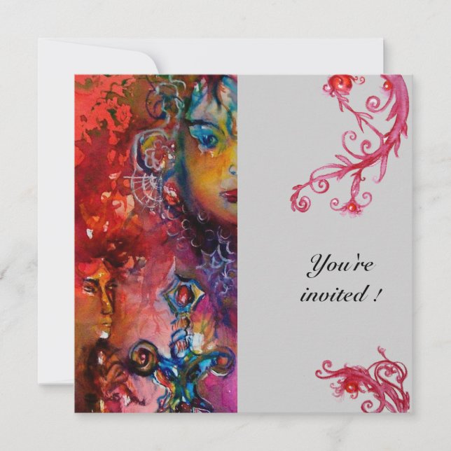 EXCALIBUT, klarrött, grått Inbjudningar (Framsida)