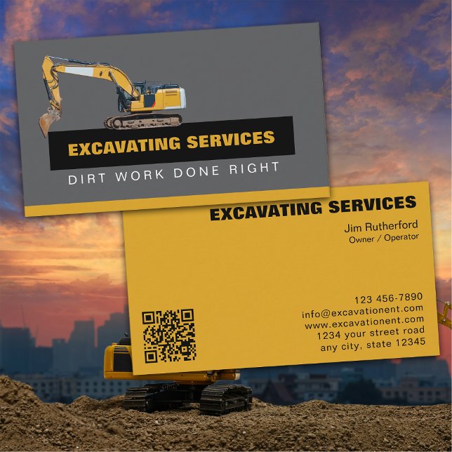 Excavation Services Business Visitkort (Skapare uppladdad)