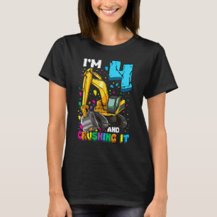Excavator 4e födelsedagen Shirt Construction Party T