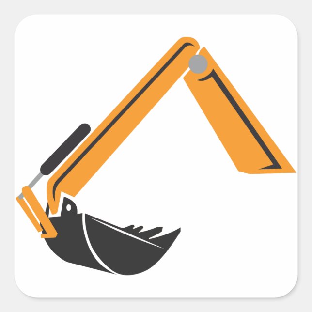 Excavator Arm Fyrkantigt Klistermärke (Framsida)