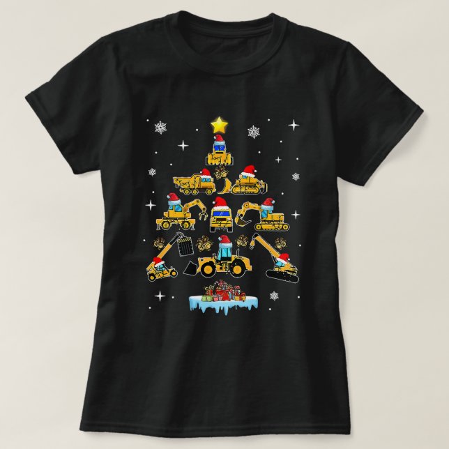 Excavator Construction Julgranar T Shirt (Design framsida)
