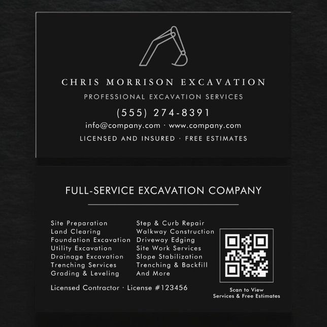 Excavator Construction Operator QR Code Visitkort (Skapare uppladdad)