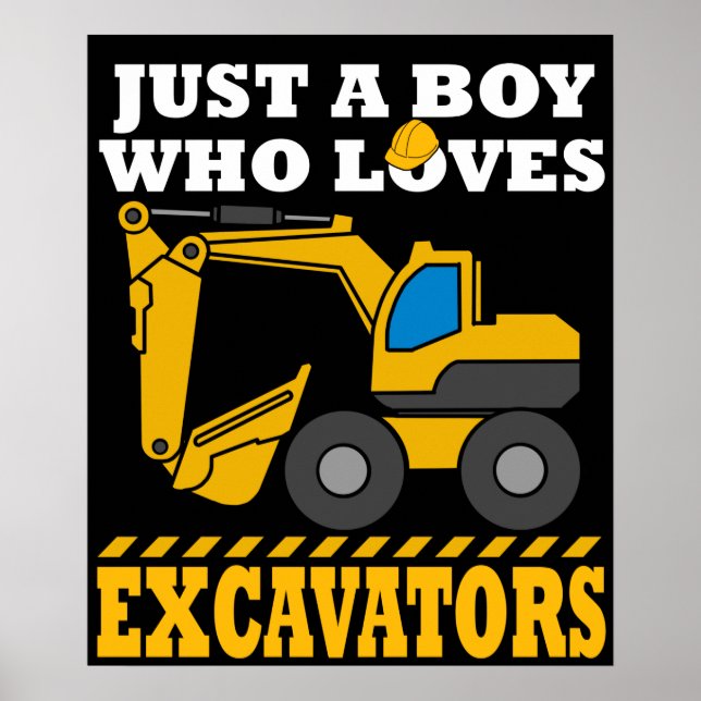 Excavator Gifts Kids Construction Gift Excavator Poster (Framsidan)