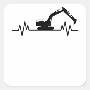 Excavator Heartslag Motif Construction Worker Gift Fyrkantigt Klistermärke