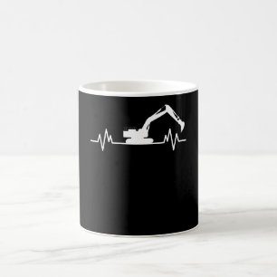 Excavator Heartslag Motif Construction Worker Gift Kaffemugg