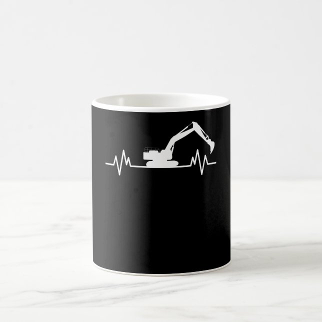 Excavator Heartslag Motif Construction Worker Gift Kaffemugg (Center)