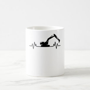 Excavator Heartslag Motif Construction Worker Gift Kaffemugg