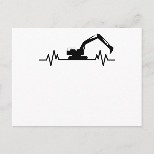 Excavator Heartslag Motif Construction Worker Gift Vykort (Framsida)