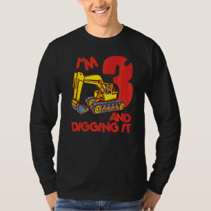 Excavator Lastbil 3 år gammal Digger I 3 och Diggi T Shirt