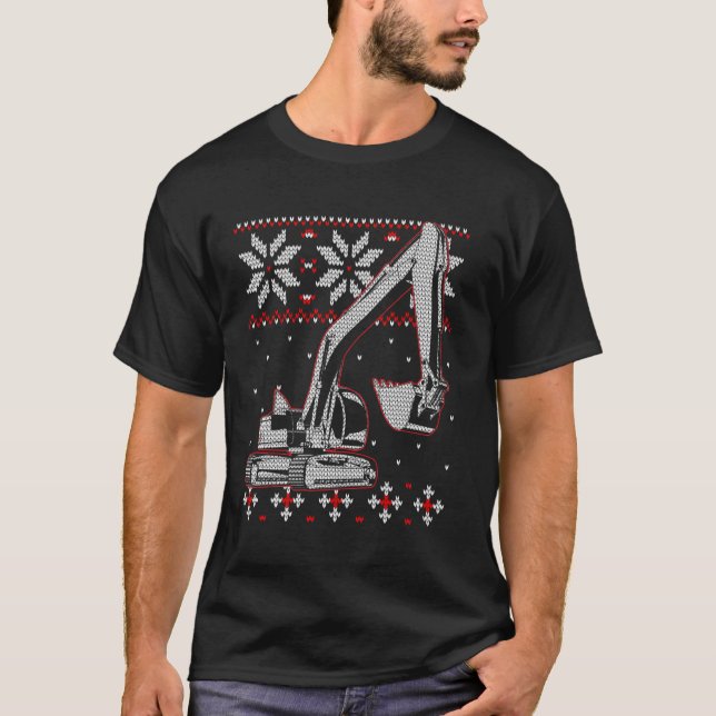 Excavator Operator Ugly Christmas Sweater Heavy Eq T Shirt (Framsida)