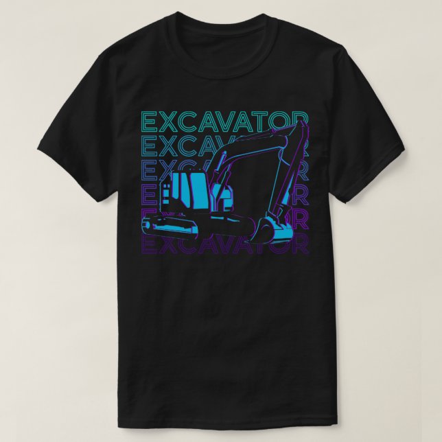 Excavator Retro Gift T Shirt (Design framsida)