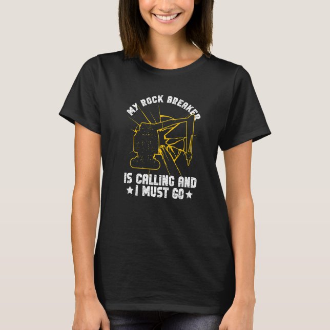 Excavator Sand Digger And Rock Breaker Driver Prem T Shirt (Framsida)