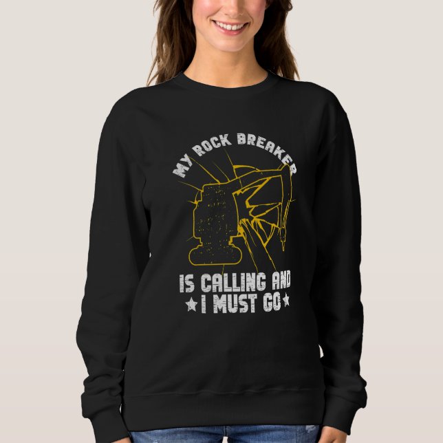 Excavator Sand Digger And Rock Breaker Driver Prem T Shirt (Framsida)