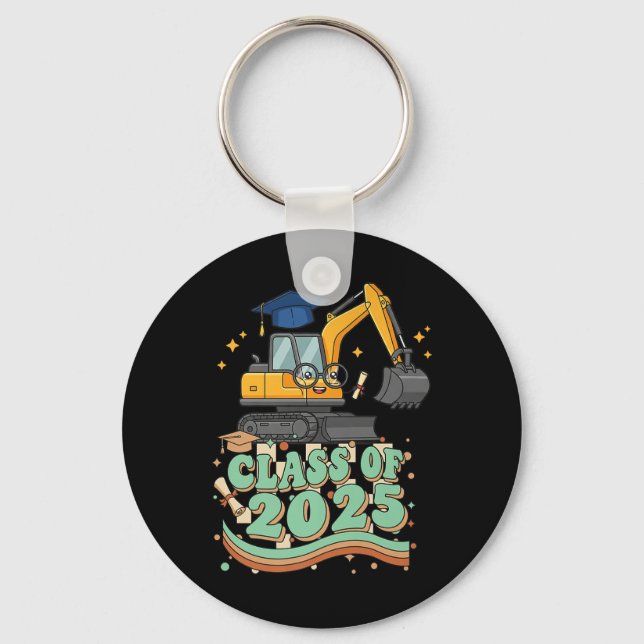 Excavator Student Cl av 2025 Kids Manar Womens Gra Nyckelring (Framsida)