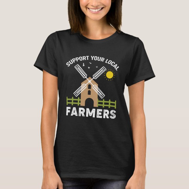 Excavator  Support your local farmers T Shirt (Framsida)
