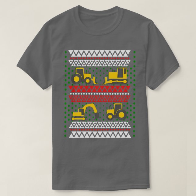Excavator Tractor Bulldozer jul Ugly Sweater T Shirt (Design framsida)