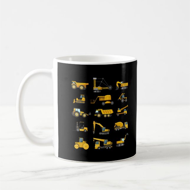 Excavator Trucks Boys Construction Vehicles Kaffemugg (Vänster)