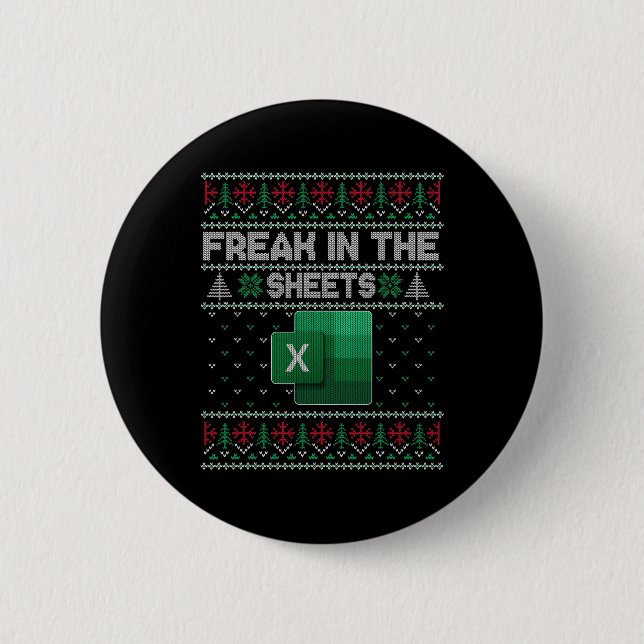 Excel Freak In The Sheets Spreadsheet Ugly Sweater Knapp (Framsida)