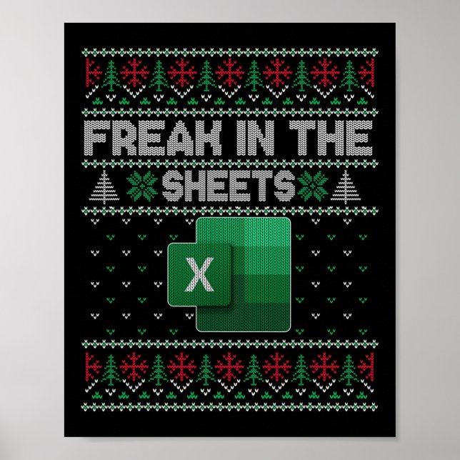 Excel nörd i bladen Kalkylblad ful jultröja Poster (Framsidan)