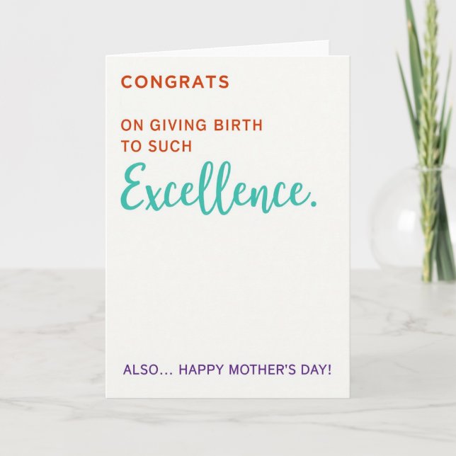 Excellence Mothers Day Message Card Kort (Framsida)