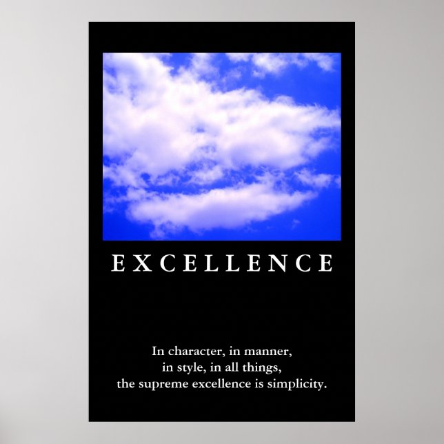 Excellence Quote Blå himmel Motivational Poster (Framsidan)