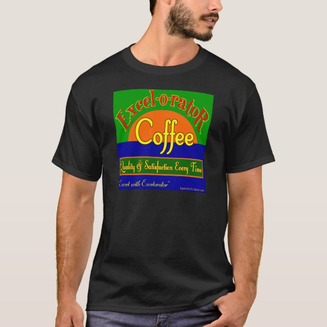 Excelorator Coffee Retro Label Art T-shirt (Framsida)