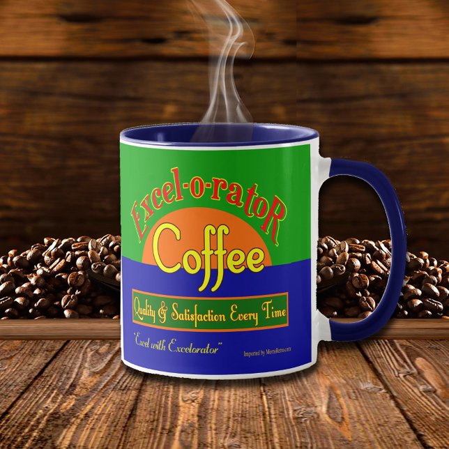 Excelorator Coffee Say Retro Label Art Mugg (exelorater coffee retro advertising art)