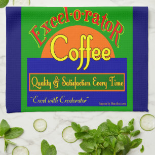Excelorator Retro Coffee Label Kitchen Towel Kökshandduk