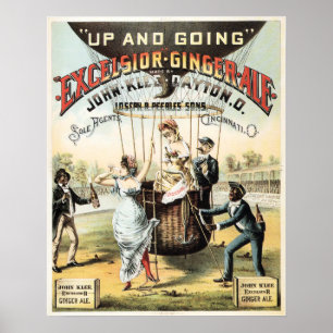 EXCELSIOR GINGER ALE Luftballong Retro Poster