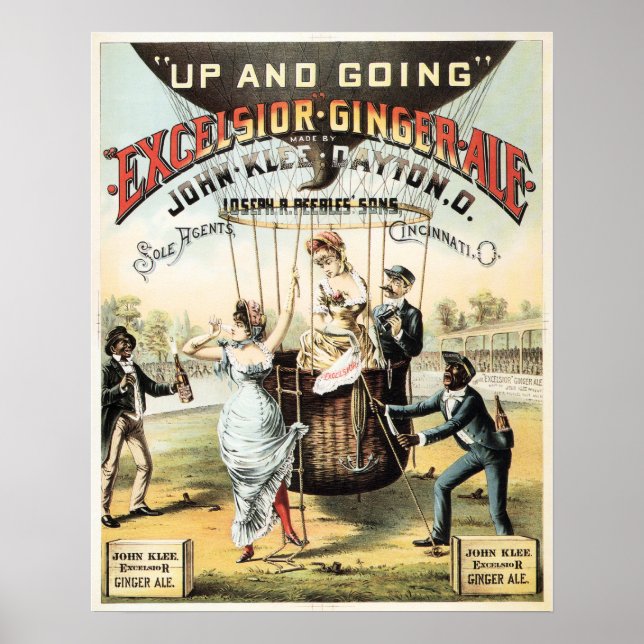 EXCELSIOR GINGER ALE Luftballong Retro Poster (Framsidan)