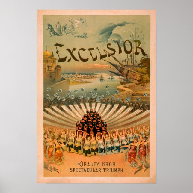 Excelsior Kiralfy Spectacular Triumph Theater Poster (Framsidan)